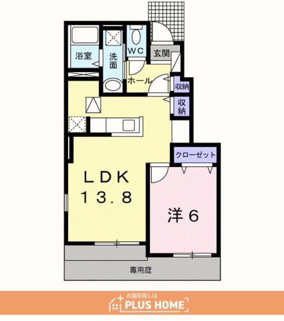 アジュール湊(1LDK/1階)の間取り写真
