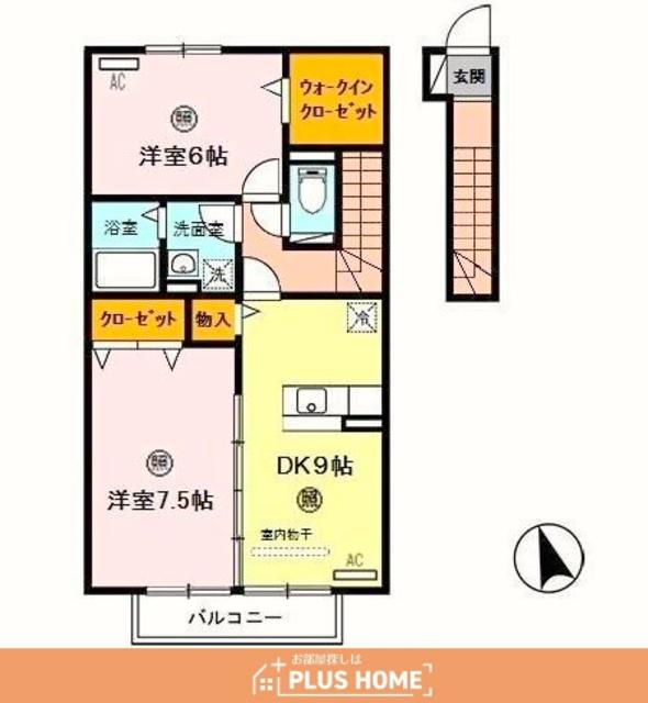 阪和線 紀伊駅 徒歩22分 2階建 築17年(2DK/2階)の間取り写真