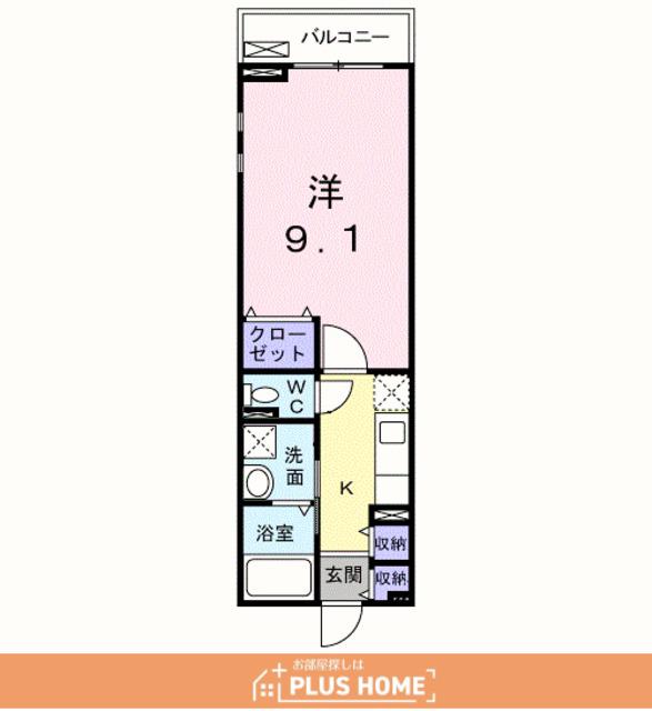 パセーオ(1K/2階)の間取り写真