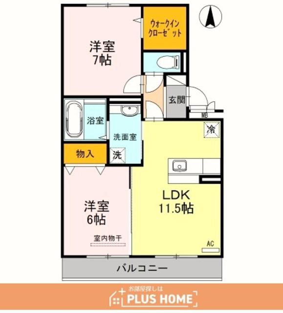D-ROOM福島(2LDK/2階)の間取り写真