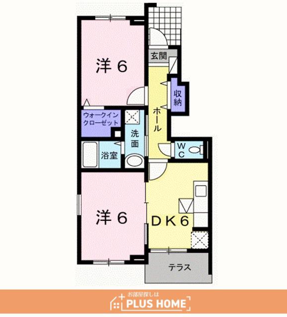 アヴァンツァート(2DK/1階)の間取り写真