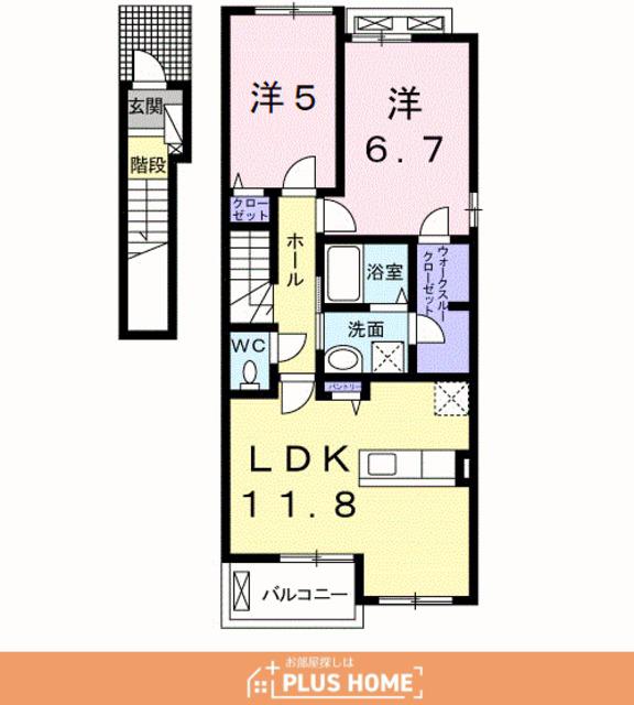 フォルトゥーナ(2LDK/2階)の間取り写真