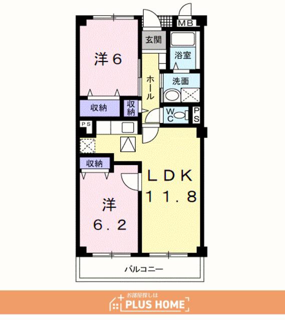ラトゥール(2LDK/1階)の間取り写真