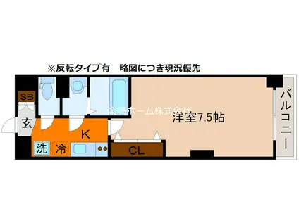 LUXE京都西大路(1K/2階)の間取り写真