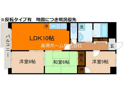 サニークレスト祥山(3LDK/5階)の間取り写真
