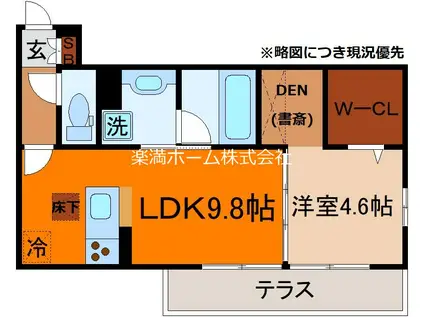 フロレゾン北花山B(1SLDK/1階)の間取り写真
