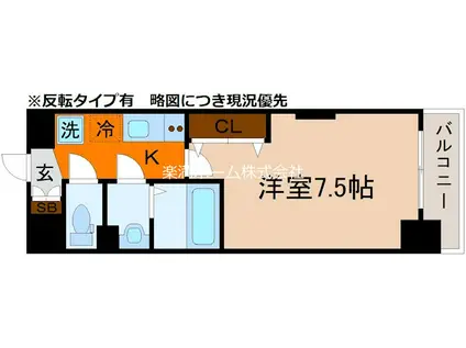 LUXE京都西大路(1K/6階)の間取り写真