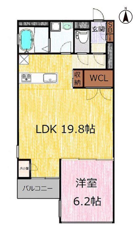 ヴィラスタジオーネ御所南(1LDK/3階)の間取り写真