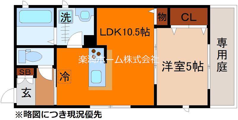 エスターテ岡崎(1LDK/1階)の間取り写真
