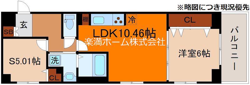 二条城東レジデンス(1SLDK/1階)の間取り写真