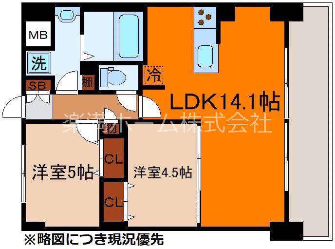ブランシエスタ山科大塚(2LDK/4階)の間取り写真