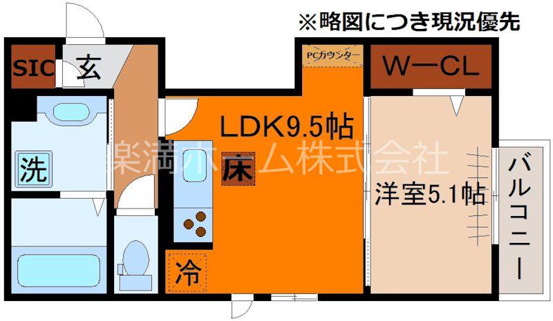 D-ROOM松尾鈴川(1LDK/1階)の間取り写真