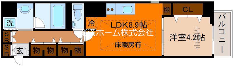 ブランドール北山(1LDK/2階)の間取り写真
