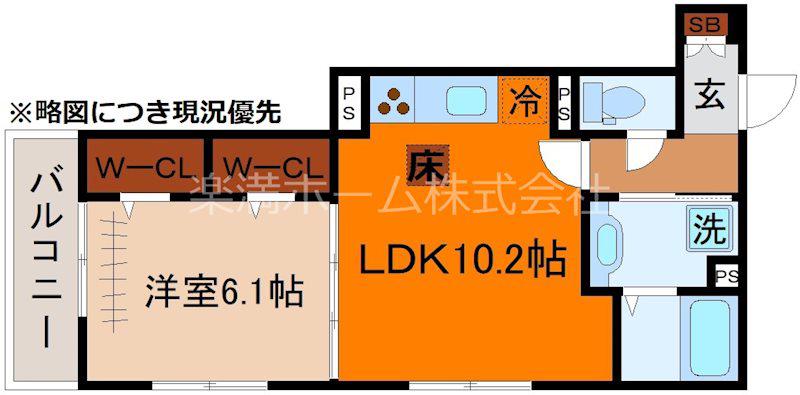 GRAMM深草 サウス(1LDK/1階)の間取り写真