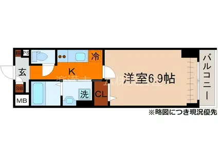 エストゥルース京都(1K/6階)の間取り写真