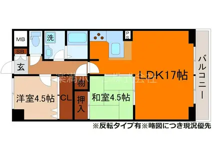 アドニス嵯峨(2LDK/3階)の間取り写真