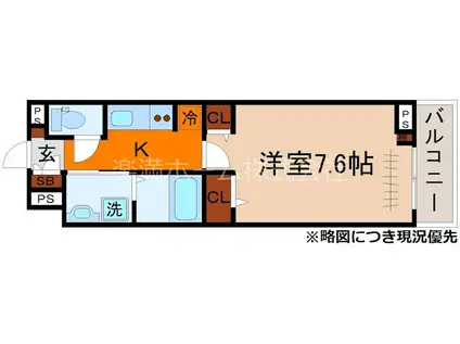 コンチェストIII祥豊(1K/3階)の間取り写真