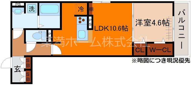 D-ROOM丹波橋(1LDK/3階)の間取り写真