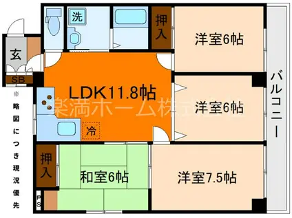 ラサール御所(4LDK/3階)の間取り写真