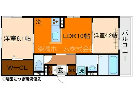 ヌーベル・ヴィー侍従池(2LDK/2階)の間取り写真