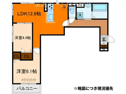 ヌーベル・ヴィー侍従池(2LDK/3階)の間取り写真