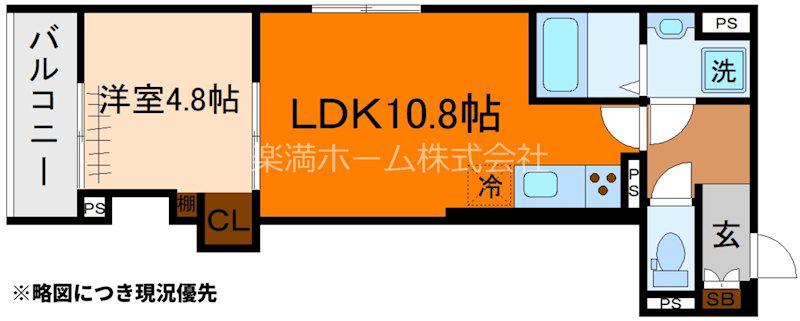 GRAMM丹波口(1LDK/3階)の間取り写真