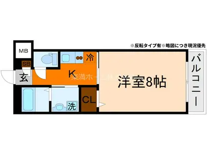 CREST TAPP京都丹波口II(1K/1階)の間取り写真