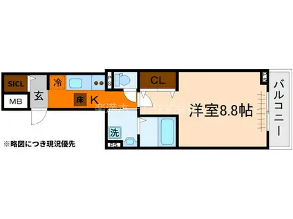 プロムナード神野V(1K/1階)の間取り写真