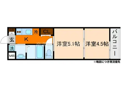 アドバンス京都リエートI(2K/1階)の間取り写真