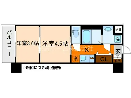 レシオス京都嵯峨野(2K/3階)の間取り写真