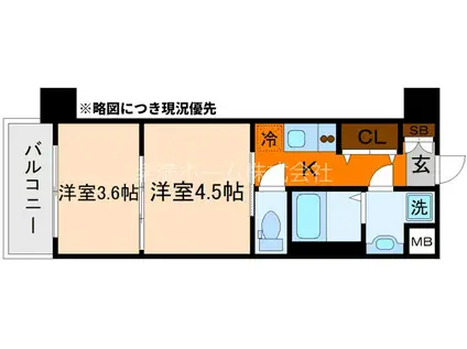 レシオス京都嵯峨野(2K/3階)の間取り写真