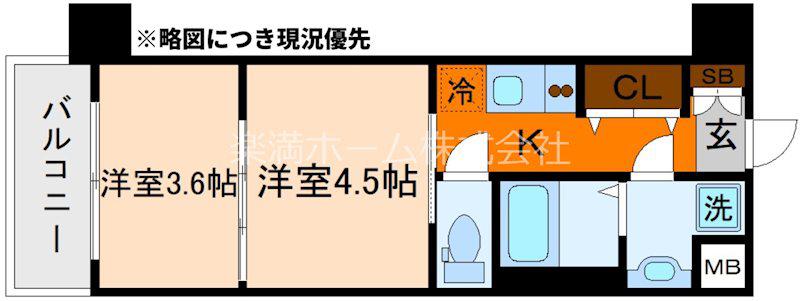 レシオス京都嵯峨野(2K/4階)の間取り写真