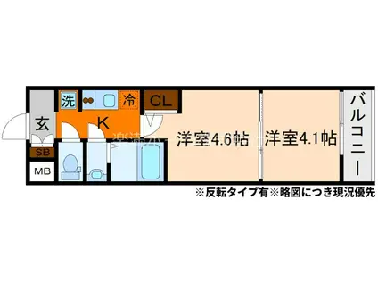 エステムコート京都二条(2K/5階)の間取り写真