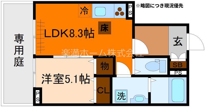 ユアメゾン梅津北(1LDK/1階)の間取り写真