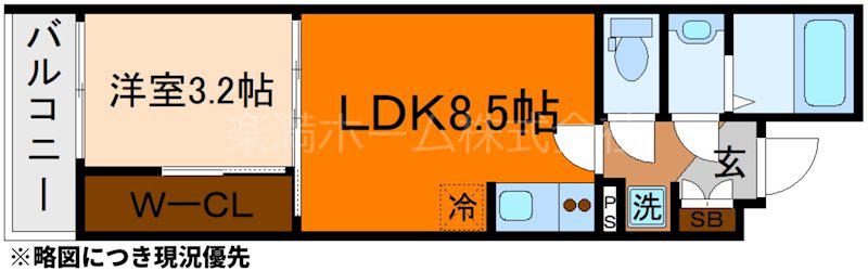 シエーナグランデ四条烏丸(1LDK/3階)の間取り写真