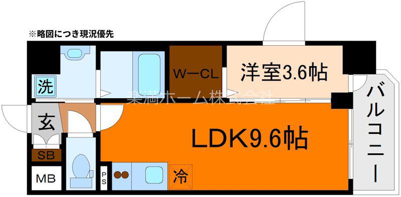 ソルテラス京都JUJO華(1LDK/3階)の間取り写真
