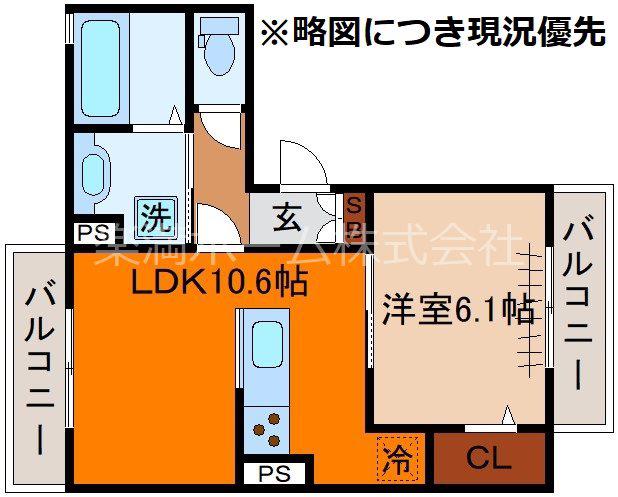 グランスタ花山(1LDK/1階)の間取り写真