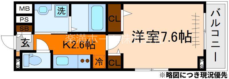 オーサム ヴィレッジ 京都桂(1K/2階)の間取り写真