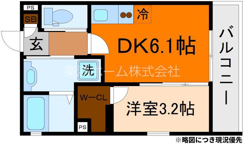 LIVE FLAT京都西院(1DK/3階)の間取り写真