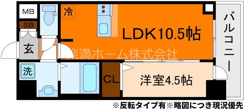 CREST TAPP京都太秦天神川DEX I(1LDK/3階)の間取り写真