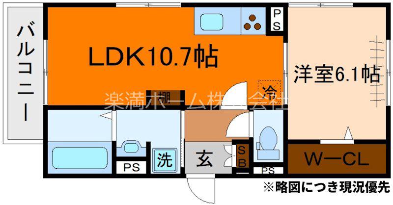 GRAMM下津林ウエスト(1LDK/2階)の間取り写真