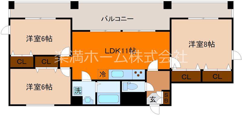 GARNET RESIDENCE上桂(3LDK/3階)の間取り写真