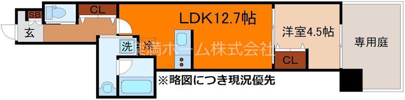 LAFITESHIMOGAMO(1LDK/1階)の間取り写真
