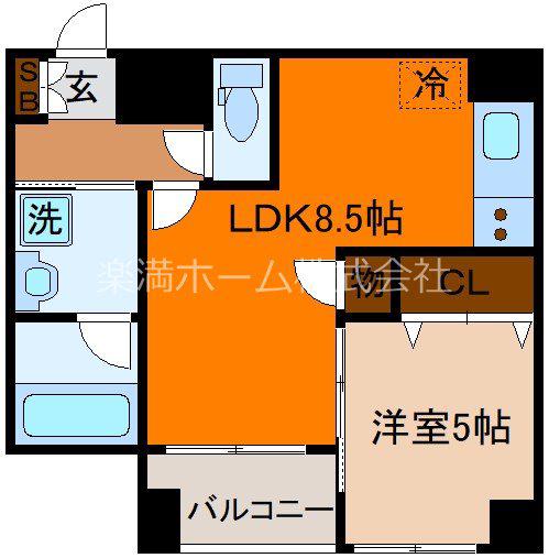 フェリオ千都(1LDK/2階)の間取り写真