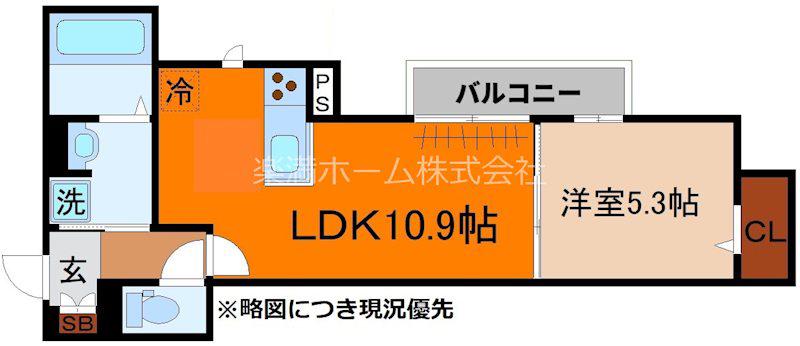 D-ROOM桂川(1LDK/3階)の間取り写真
