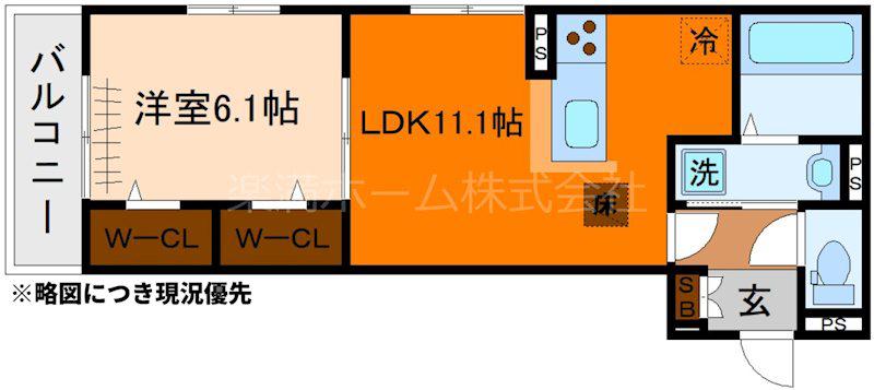 GRAMM下津林イースト(1LDK/1階)の間取り写真