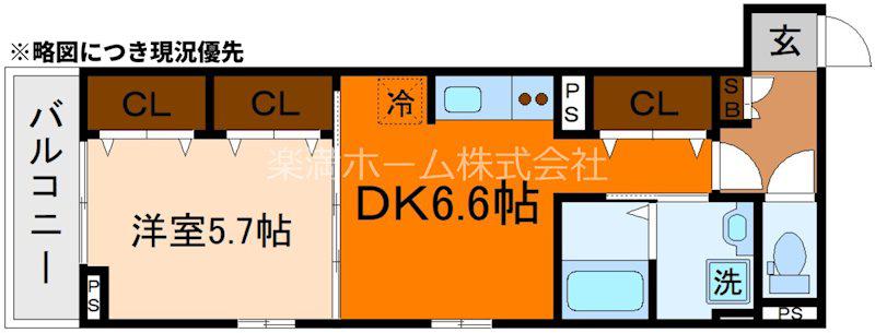 ヒカルサ京都梅津東(1DK/3階)の間取り写真