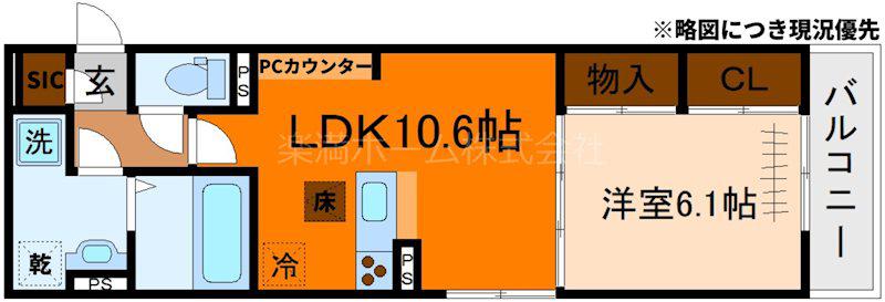 GRAMM西伊達(1LDK/1階)の間取り写真