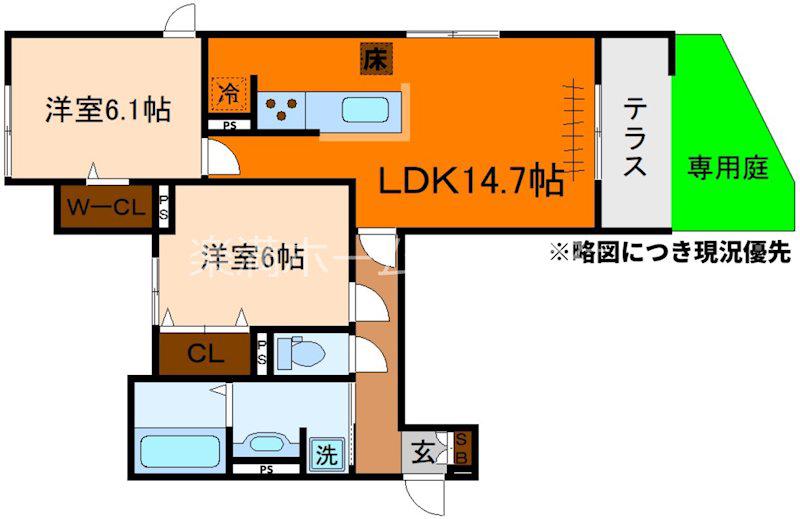 STグランツ(2LDK/1階)の間取り写真