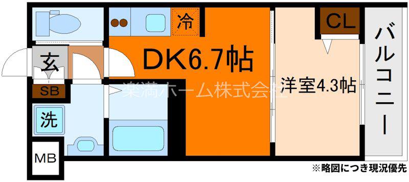 MJC京都ESTRUTH(1DK/3階)の間取り写真